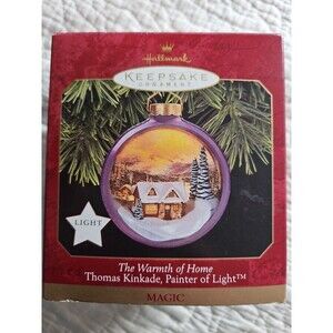 Vintage Hallmark Thomas Kinkade The Warmth Of Home 1997 Christmas Ornament NIB
